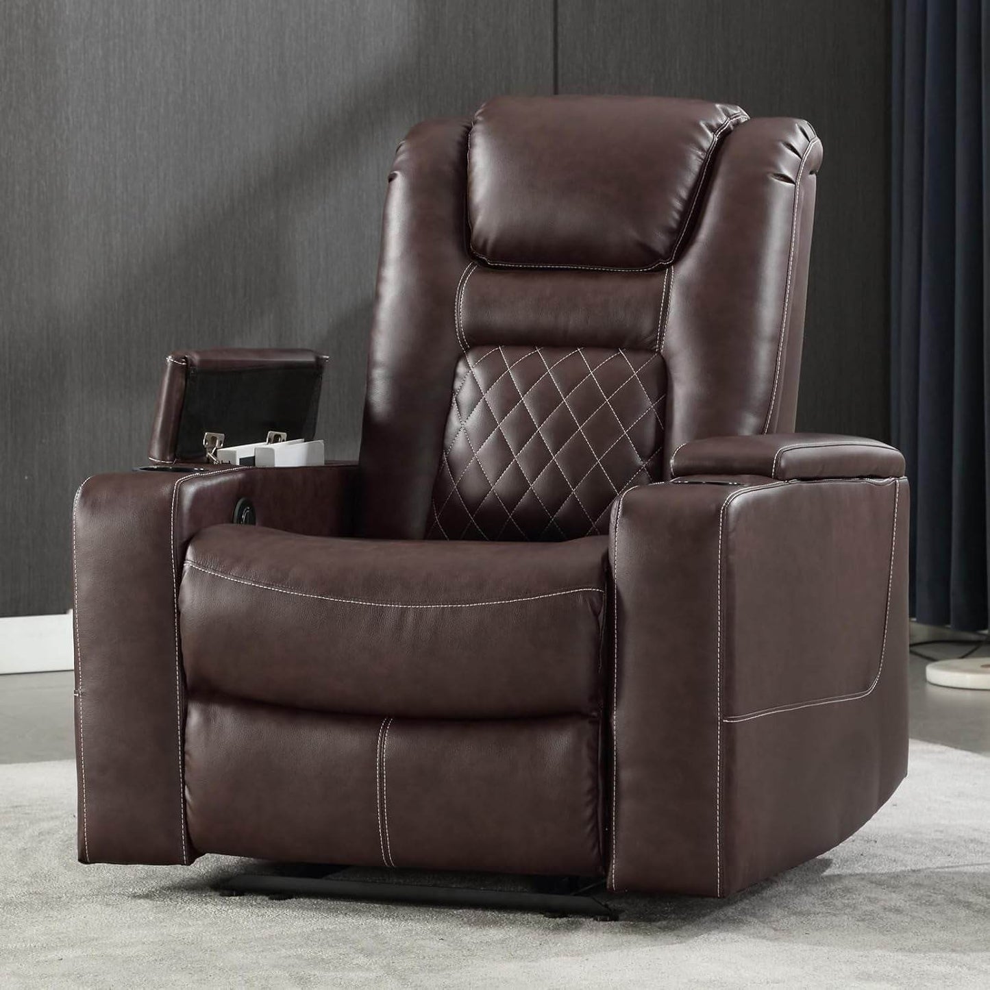 Electric Power Recliner Chair (Red Brown) - Loft&Timber