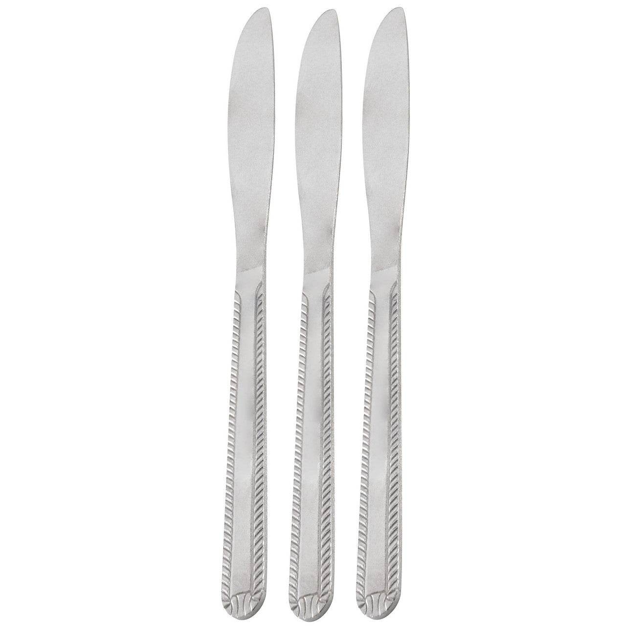 Gibson Home Tustin 3 Piece Stainless Steel Dinner Knife Flatware Set in Silver - Loft&Timber