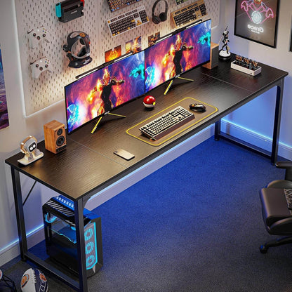 Computer Desk, 80 Inch Office Desk in Black - Loft&Timber