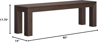 60 Inch Dining Bench in Walnut Wirebrush - Loft&Timber