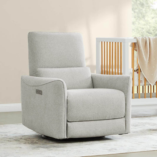 Power Recliner Chair Swivel Glider, FSC Certified Fabric Living Room Nursery Reclining Sofa Chair with Lumbar Support, Dove Grey-0