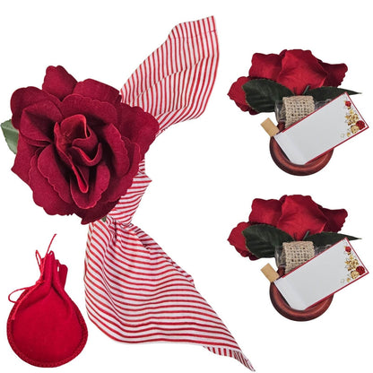 Charlo's Heart's Secrets Napkin Rings Red Colombiana Romantic Flower Rosebud - Loft&Timber