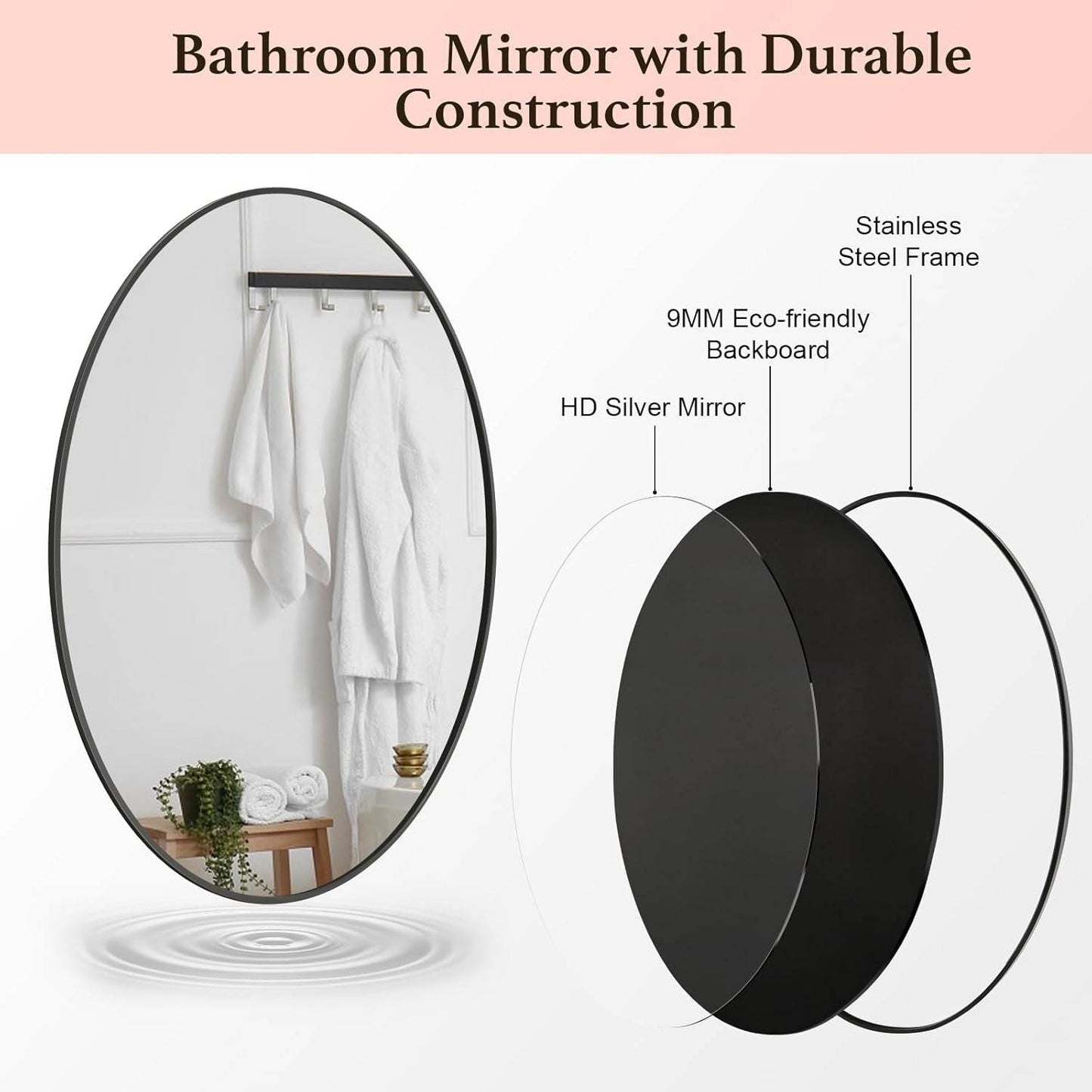 Oval Mirror 20X30 Black - Loft&Timber