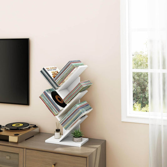 4 Tier Tree Bookshelf, Small Bookcase, Free Standing Tree Bookcase, Bookshelf for Bedroom, Book Shelf Organizer, Small Bookshelf, White - Loft&Timber