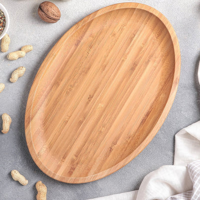 Bamboo Oval Platter 18" inch X 13.25" inch | For Appetizers / Barbecue / Steak - Loft&Timber