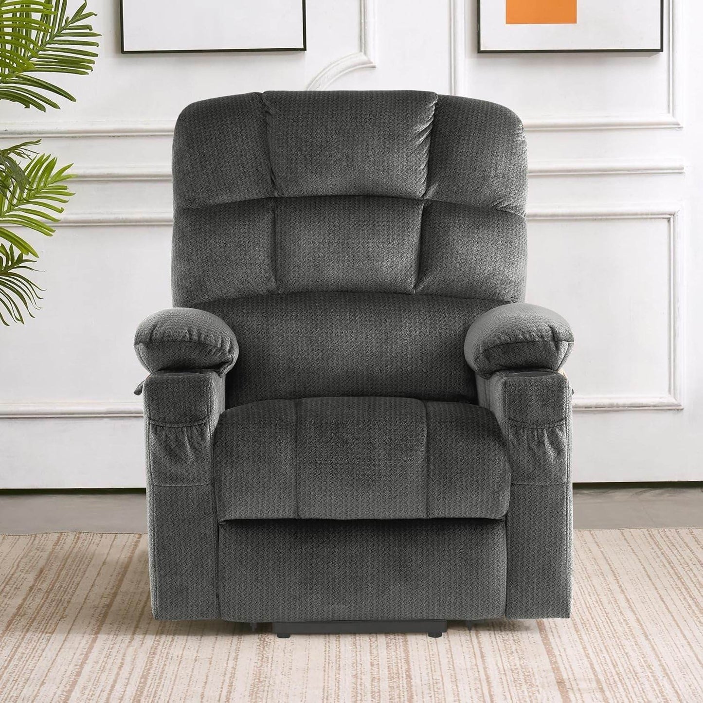Dual Motor Power Lift Recliner Chair with Massage in Gray - Loft&Timber