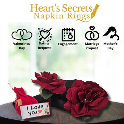 Charlo's Heart's Secrets Napkin Rings Red Colombiana Romantic Flower Rosebud - Loft&Timber
