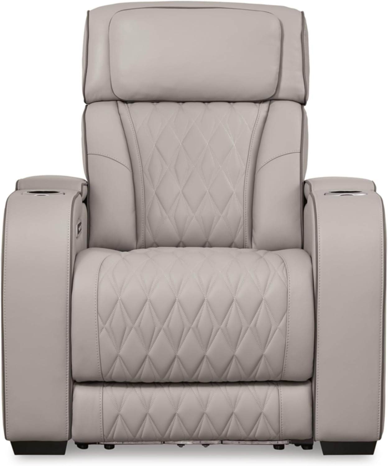 Boyington Contemporary Leather Match Power Recliner, Light Gray - Loft&Timber