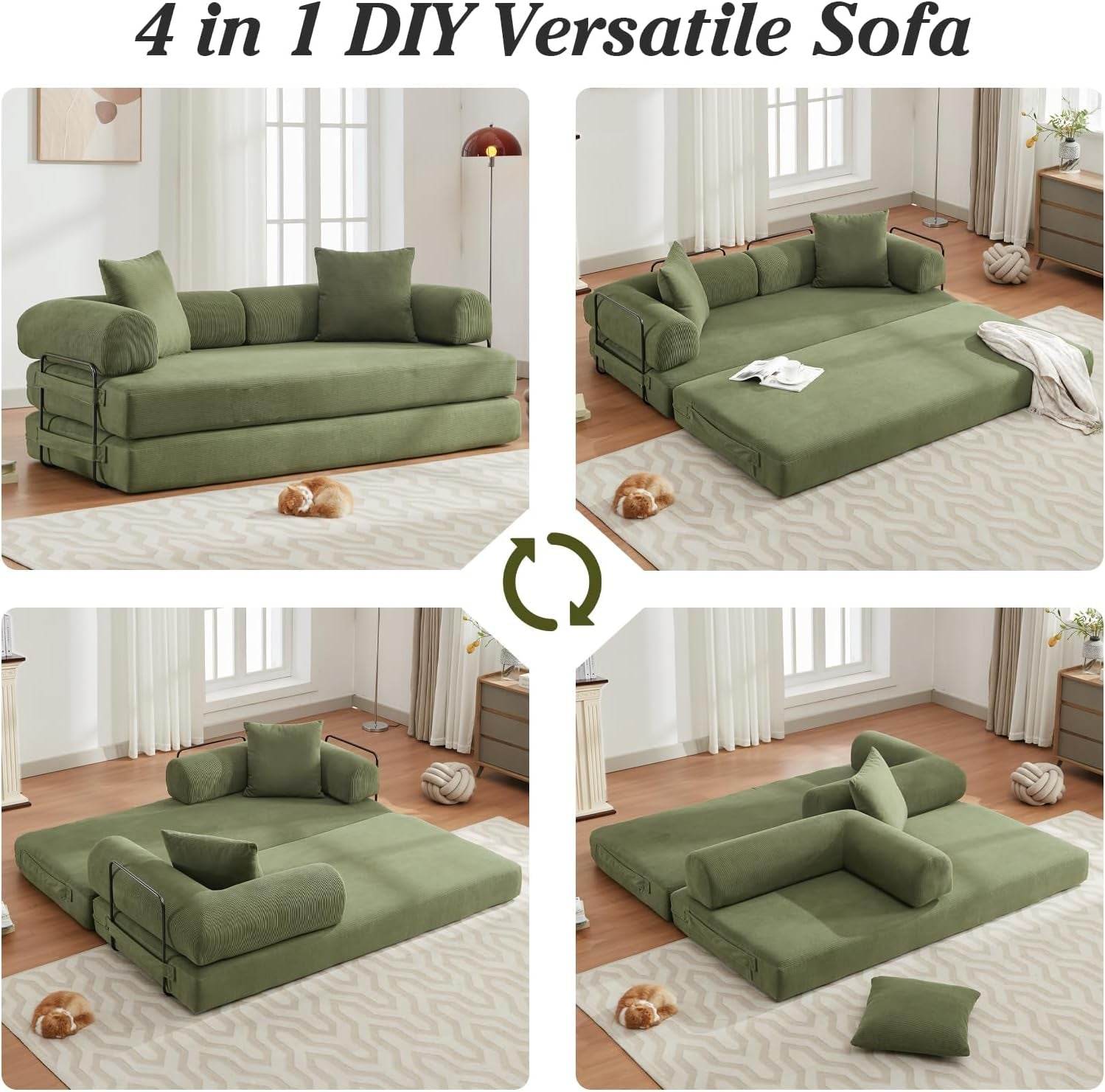 78.5 Inch Convertible Folding Sofa Bed with Versatility - Loft&Timber