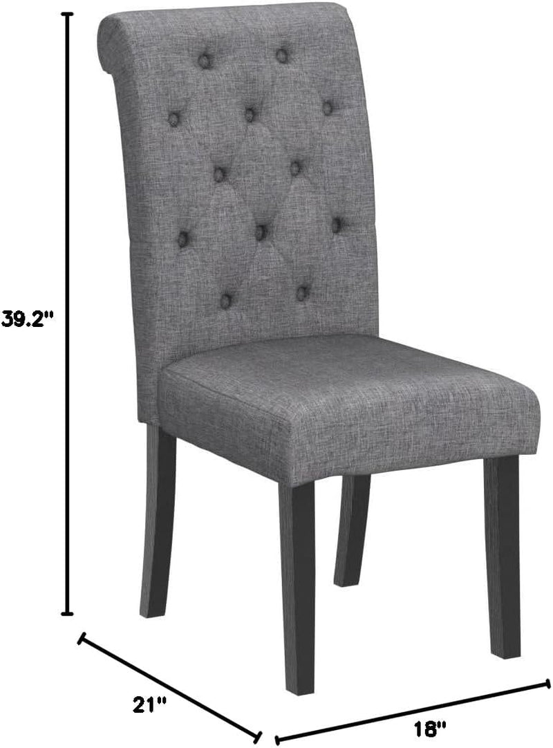 Leviton Gray Solid Wood Tufted Dining Chair Set Of 2-1