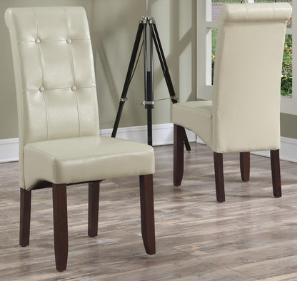 Cosmopolitan Parson Dining Chair Satin Cream Faux Leather-2