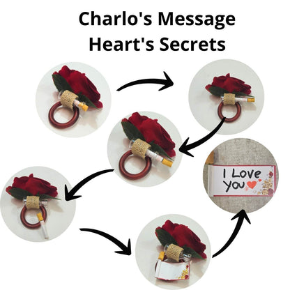 Charlo's Heart's Secrets Napkin Rings Red Colombiana Romantic Flower Rosebud - Loft&Timber