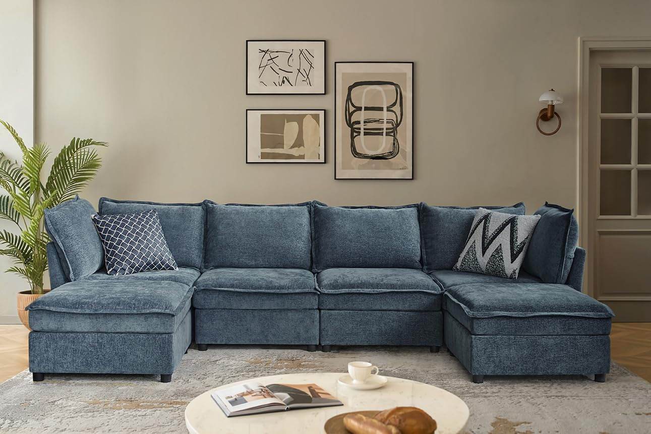 127'' Modular Sectional Sofa, Blue - Loft&Timber