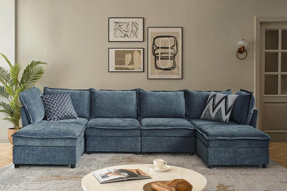 127'' Modular Sectional Sofa, Blue - Loft&Timber