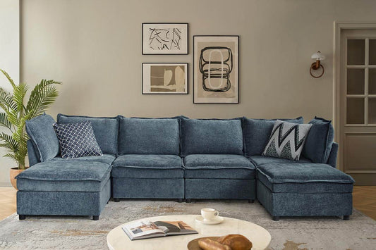 127'' Modular Sectional Sofa, Blue - Loft&Timber