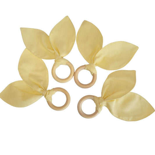 Maison Charlo | Easter Set of 4 Yellow Orange Bunny Ears Napkin Rings | Dining Table Decor - Loft&Timber