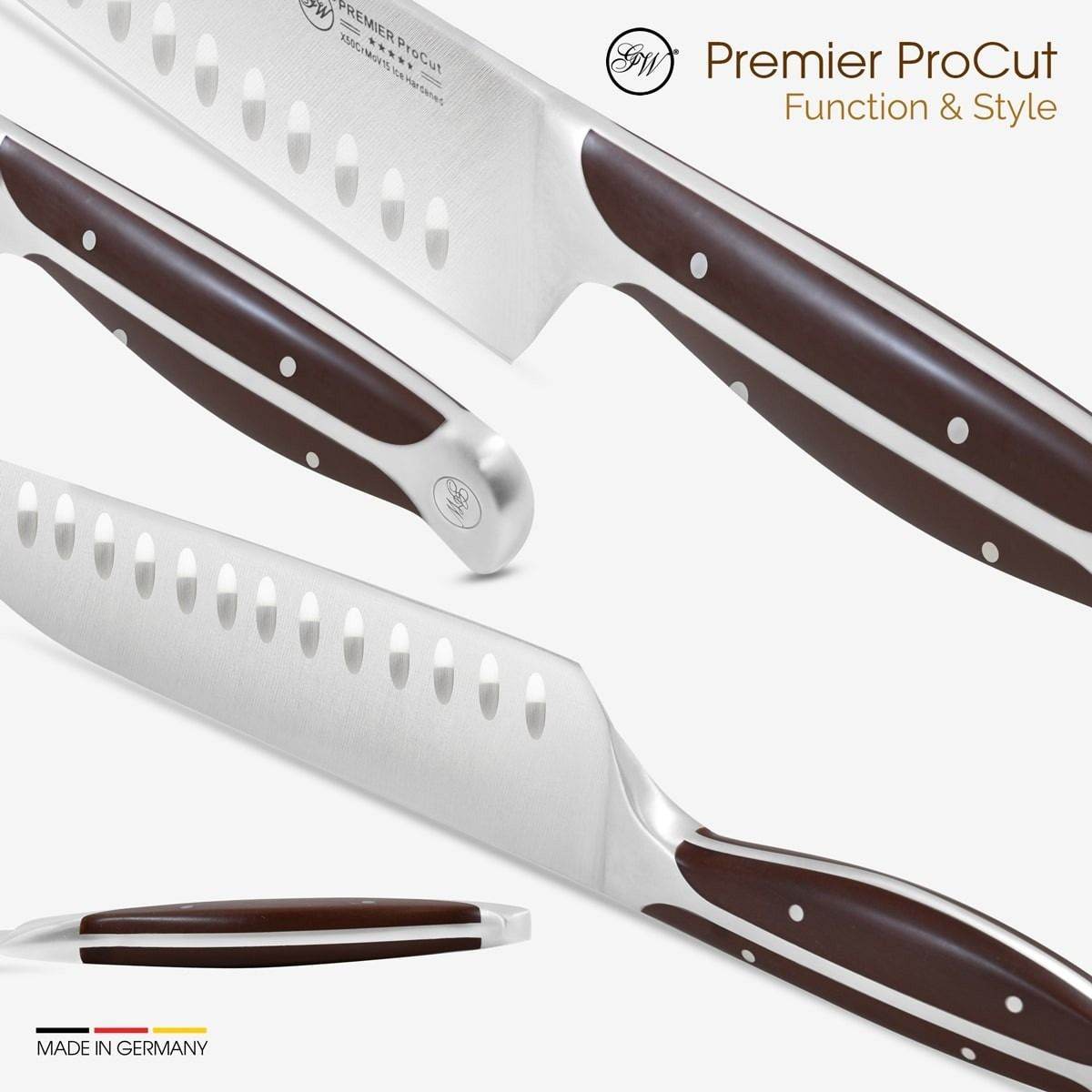 Gunter Wilhelm Premier Santoku Knife, 7 Inch | Dark Brown ABS Handle SKU: 30-315-0407 - Loft&Timber