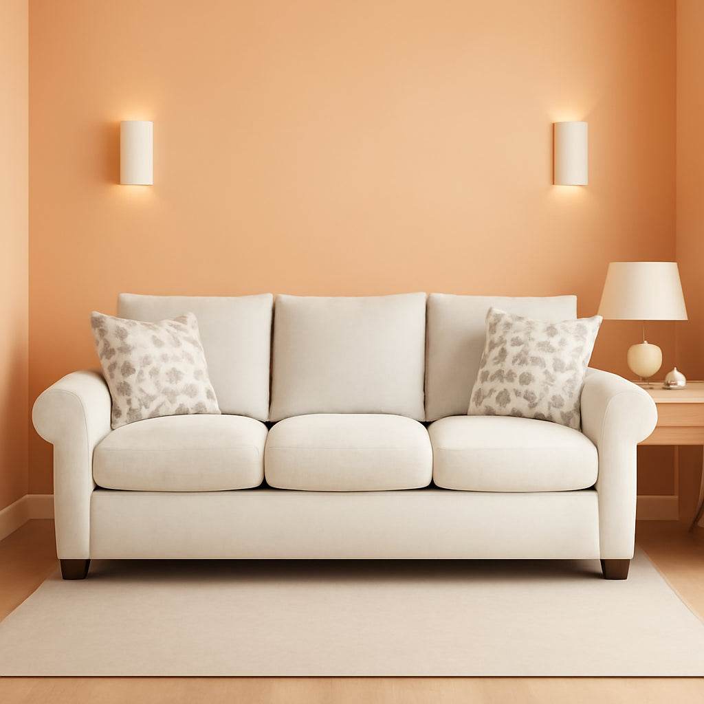 Coziest Transitional Sofa Flared Arms And Wooden Legs - Loft&Timber