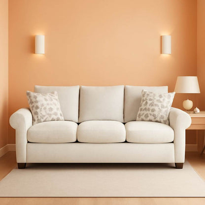 Coziest Transitional Sofa Flared Arms And Wooden Legs - Loft&Timber