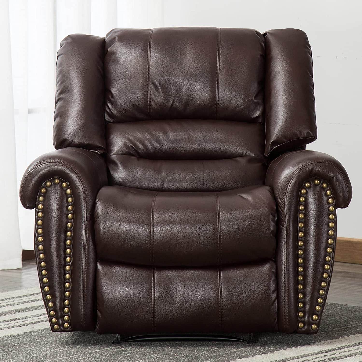 Classic and Traditional Leather Recliner Chair (Brown) - Loft&Timber