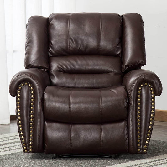 Classic and Traditional Leather Recliner Chair (Brown) - Loft&Timber