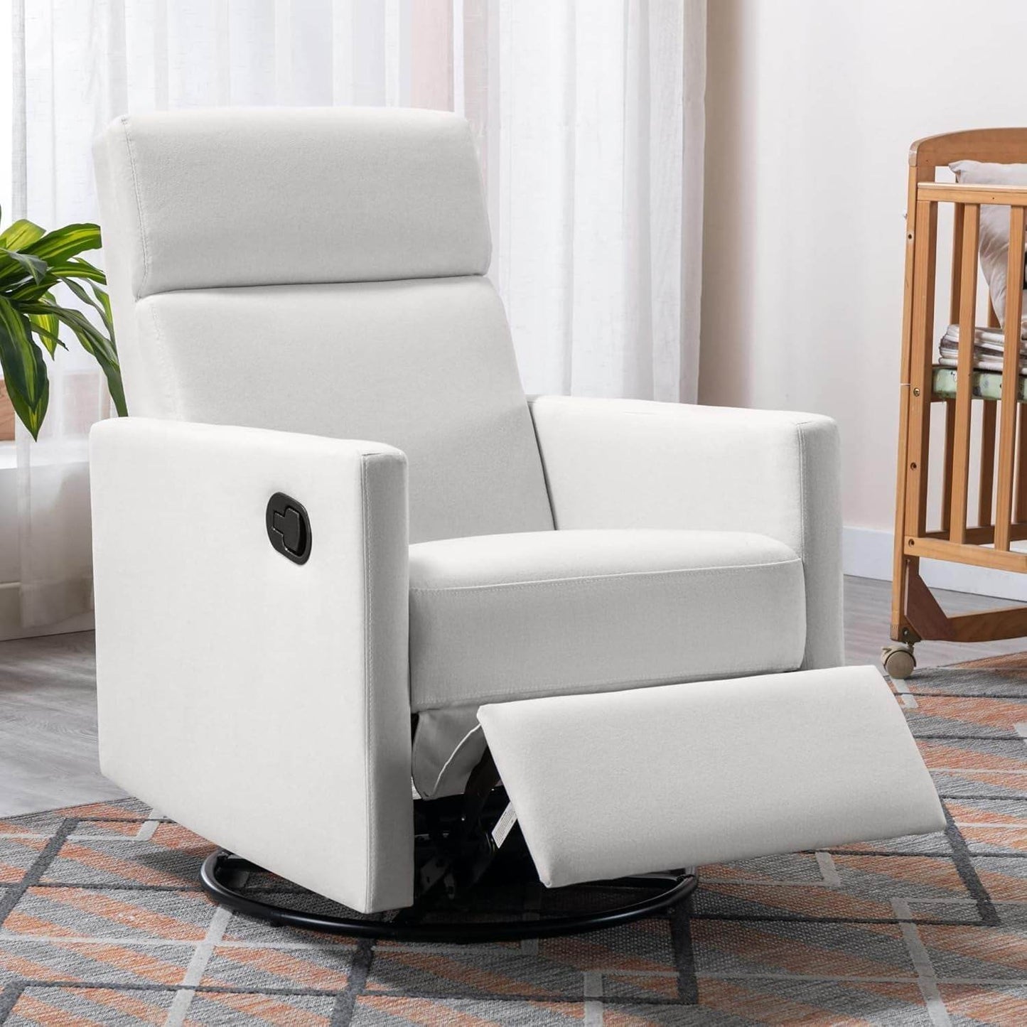 Modern Mid Century Upholstered Recliner Chair with Thick Seat Cushion, Beige - Loft&Timber