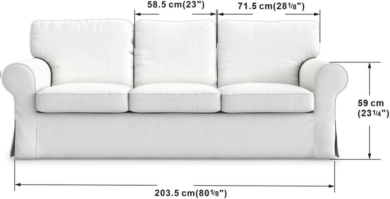 Cotton Ektorp 3 Seat Sofa Cover Slipcover Replacement Made for the IKEA Ektorp 3 Seat Sofa Cover(Cotton White)-Does NOT Fit Ektorp 3.5-Seat Sofa NOT Fit Uppland Series Sofa - Loft&Timber