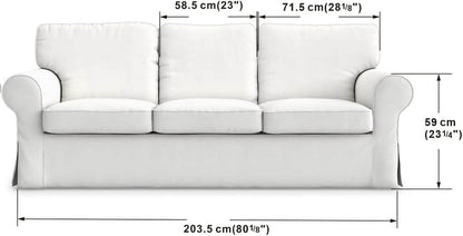 Cotton Ektorp 3 Seat Sofa Cover Slipcover Replacement Made for the IKEA Ektorp 3 Seat Sofa Cover(Cotton White)-Does NOT Fit Ektorp 3.5-Seat Sofa NOT Fit Uppland Series Sofa - Loft&Timber