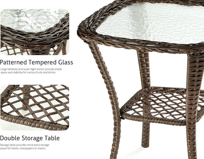 Outdoor Wicker Swivel Glider Rocker Patio Furniture Set - Loft&Timber