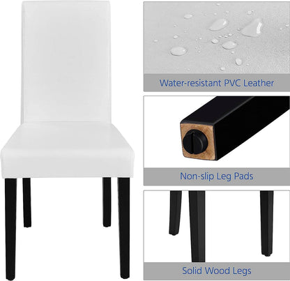 Set of 4 Modern Parson Chairs, Faux Leather, White - Loft&Timber