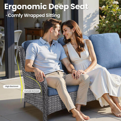 Seven Piece Outdoor Patio Furniture Set with Fire Pit - Loft&Timber