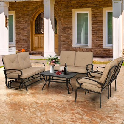 Five Piece Outdoor Metal Patio Furniture Conversation Set - Loft&Timber