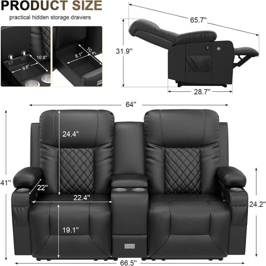 Living Room Furniture Set, Loveseat Recliner and 2PC Massage Recliner Chair - Loft&Timber