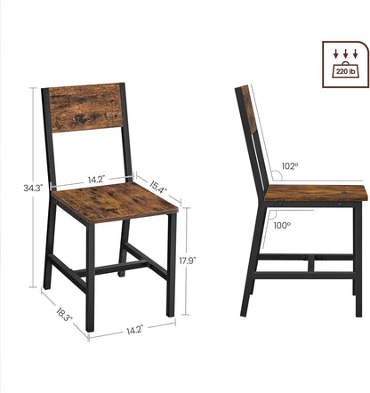 Dining Chair Set Of 2 Rustic Wood Chairs With Metal Frame Two Tone-1
