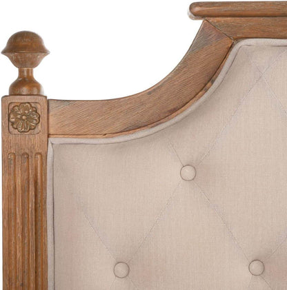Tufted Linen Headboard in Beige and Rustic Oak - Loft&Timber