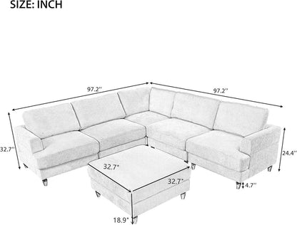 Large Sectional Sofa Couch with Ottoman - Loft&Timber