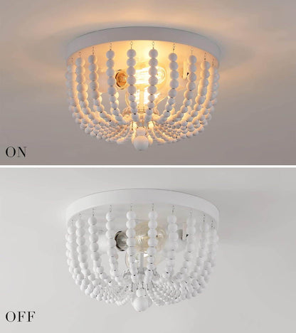 2-Light White Boho Chandelier Nursery Bedroom - Loft&Timber