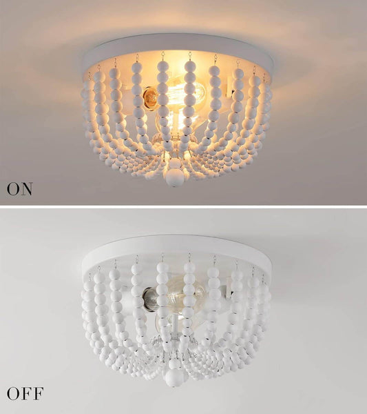 2-Light White Boho Chandelier Nursery Bedroom - Loft&Timber