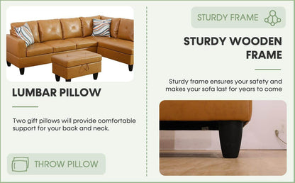 Leather Sectional Sofa Couch,L-Shape Sofa Sectional Couch Set - Loft&Timber