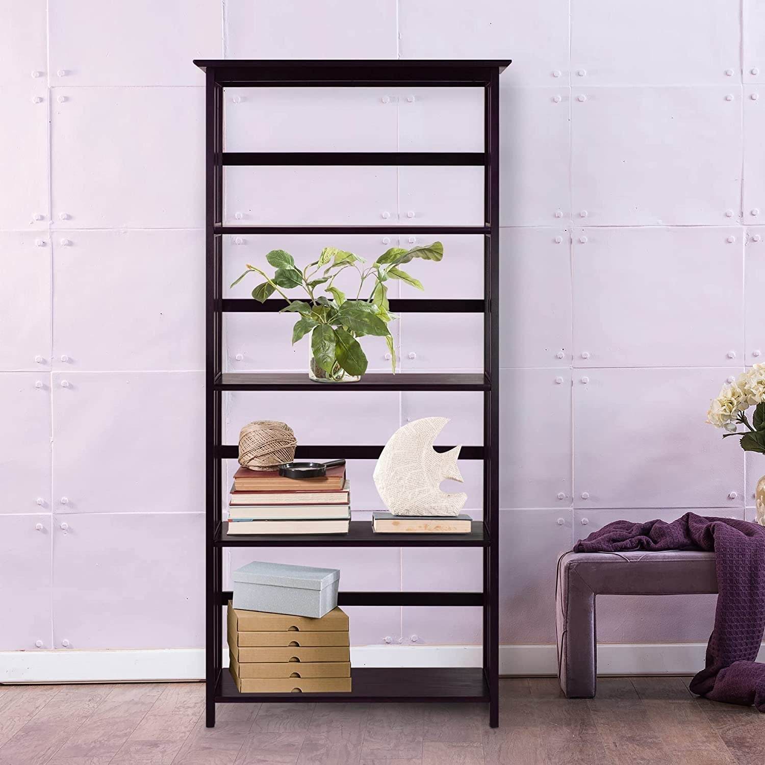 Espresso 5-Shelf Mission Bookcase - Loft&Timber