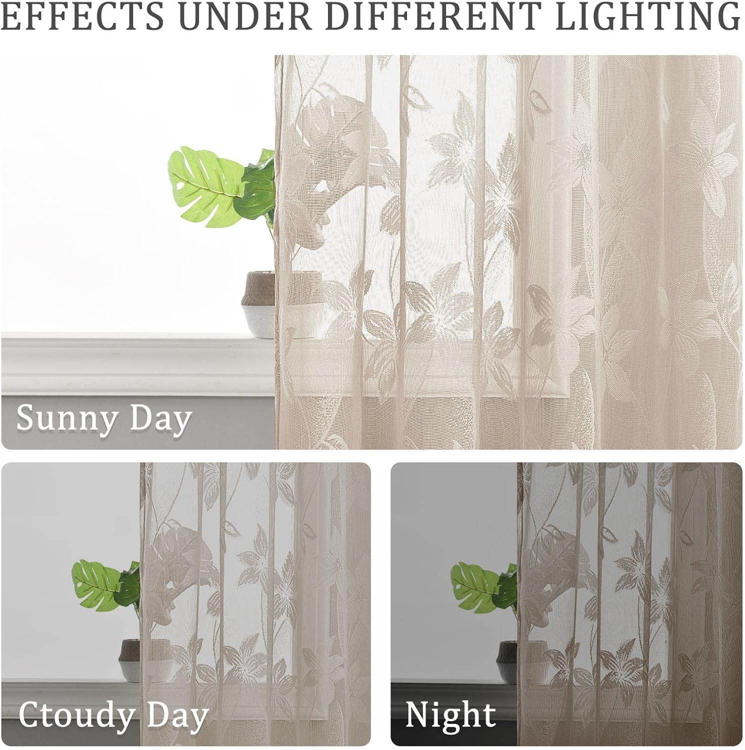 Custom Curtains: Lace Sheer Curtains, Set of 2 Panels - Loft&Timber