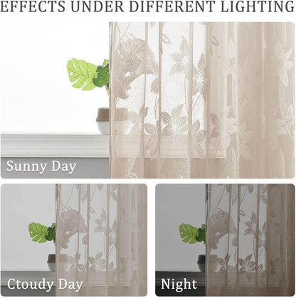 Custom Curtains: Lace Sheer Curtains, Set of 2 Panels - Loft&Timber