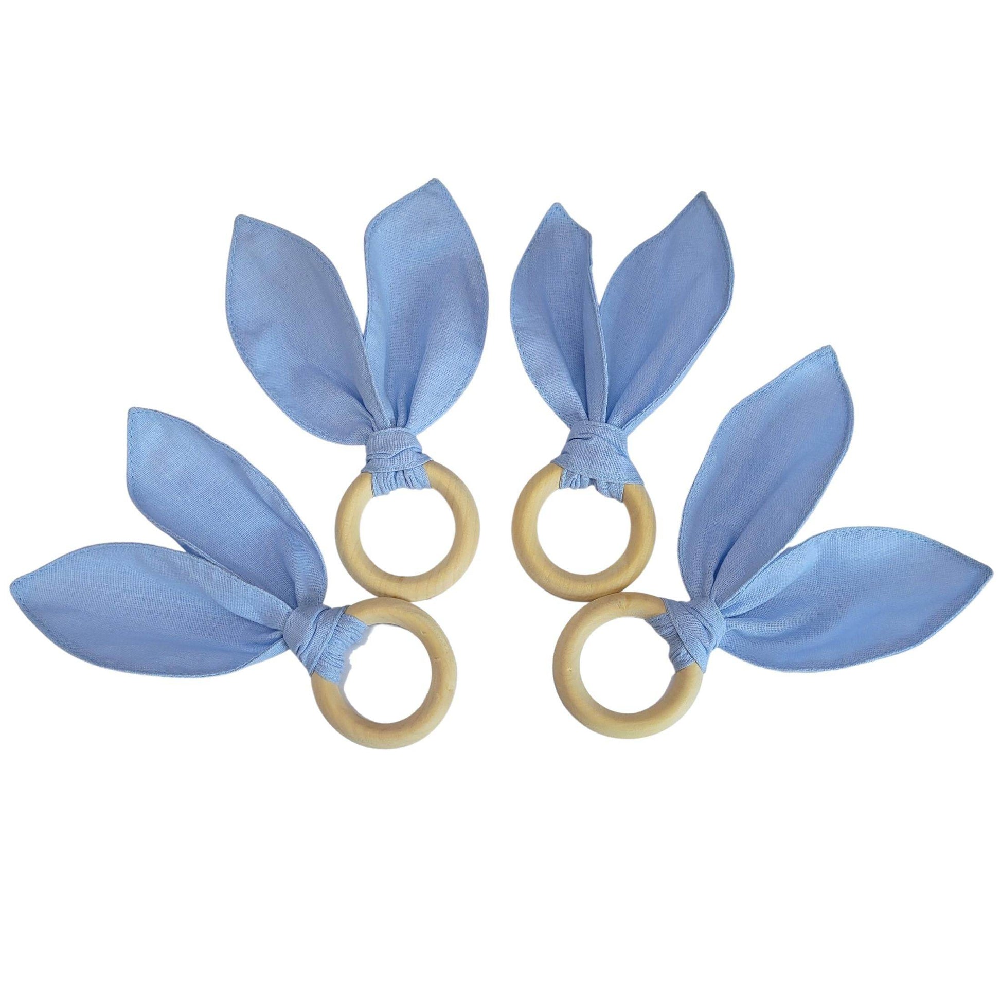 Maison Charlo | Easter Set of 4 Blue Turquoise Bunny Ears Napkin Rings | Dining Table Decor - Loft&Timber