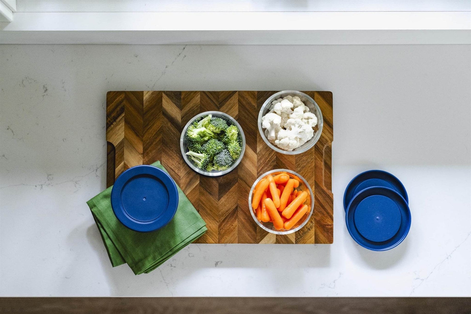 Glass Food Storage Containers - 16 Piece 7oz Set (8 Containers + 8 Lids), Blue - Loft&Timber