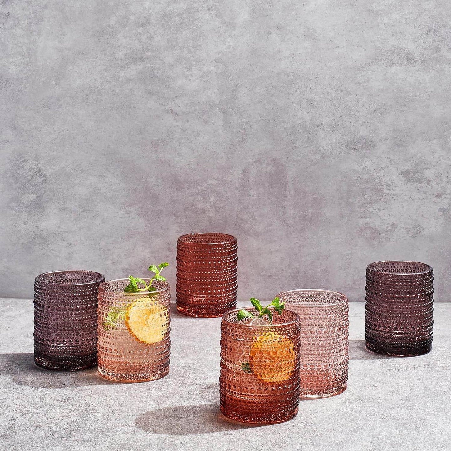 Hobnail Drinking Glasses, Venus Colors Beaded Tumbler Drinking Glasses Set | Set of 6 - Loft&Timber