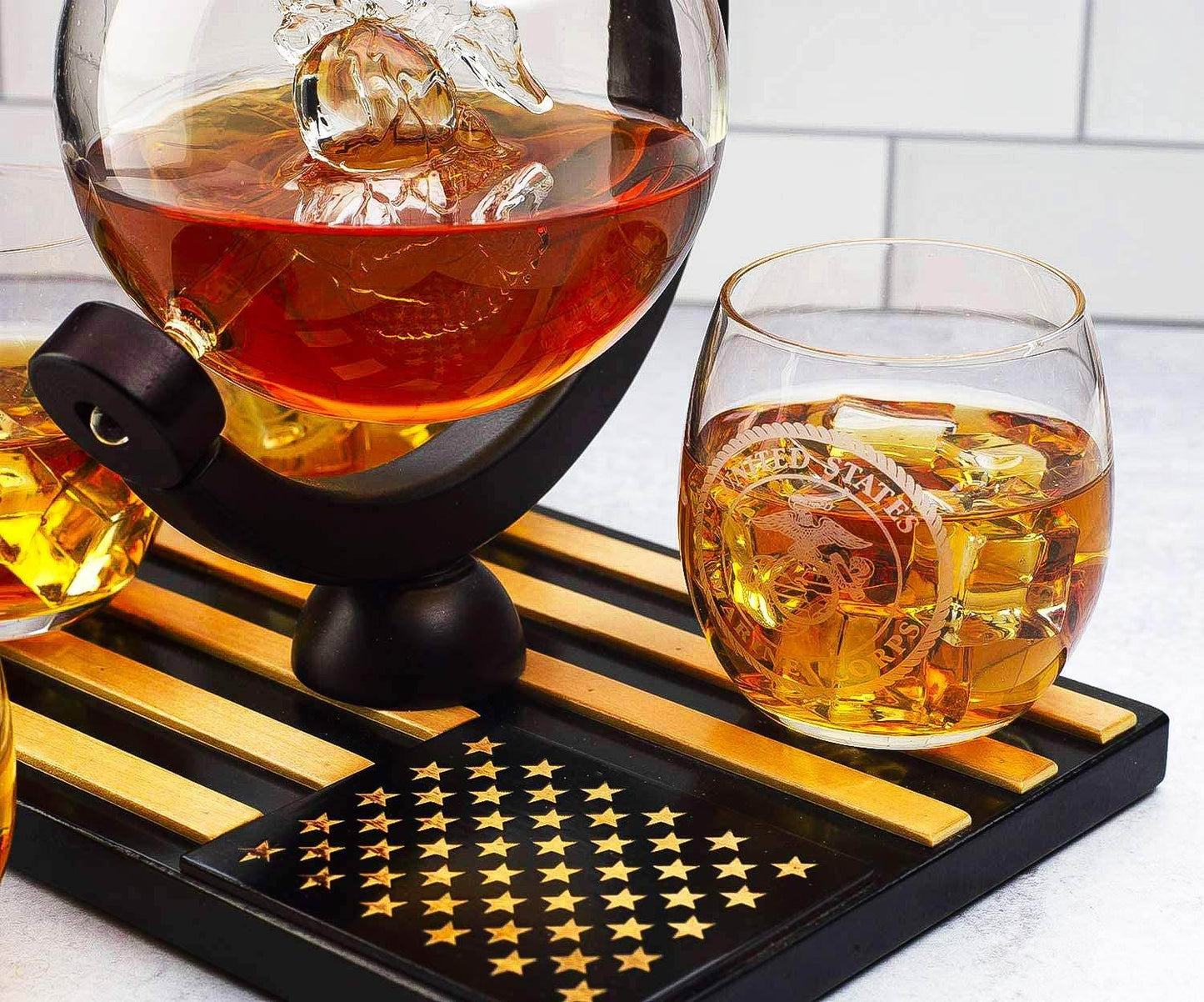 Marine Decanter Set With 4 Whiskey Glasses 1000ml Marines Gift Decanter by The Wine Savant - Loft&Timber