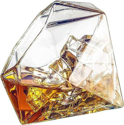 The Wine Savant Diamond Whiskey Glasses, Scotch, Bourbon or Wine Glasses, Set of 2 10 oz Old Fashion Elegant Spirits Glasses - Loft&Timber