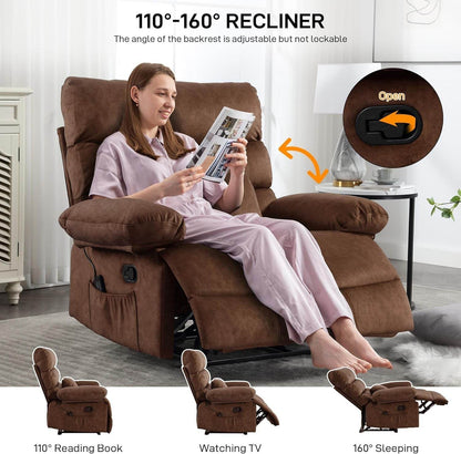 Oversized Recliner Chair, plus Size 28 Inch Large Wide Seat 350 Lb Capacity - Loft&Timber