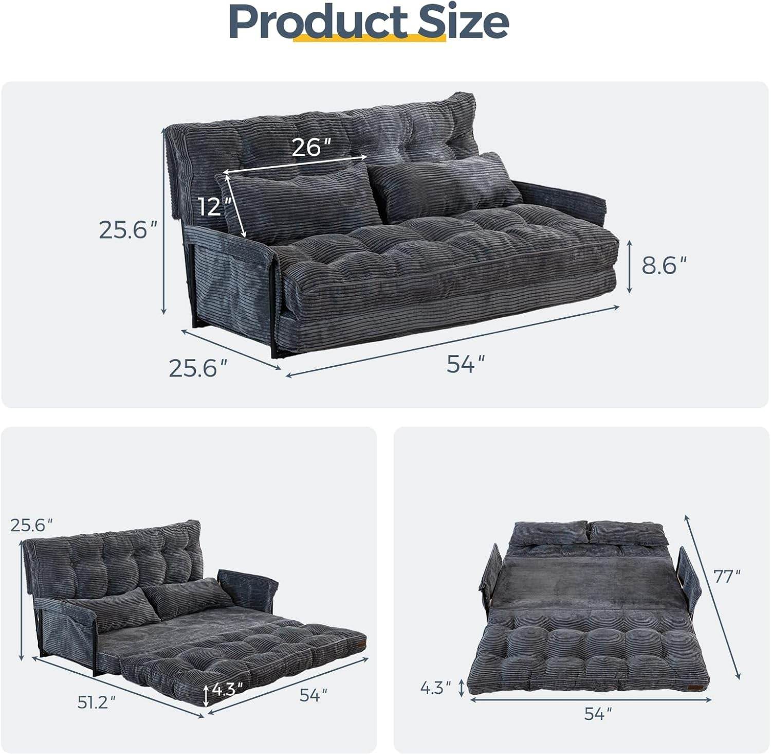 Dark Grey Double Adjustable 5-Position Floor Sofa - Loft&Timber