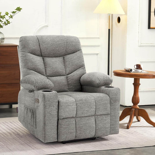 Power Lift Recliner Chair with Extended Footrest (Light Grey, Medium-Regular) - Loft&Timber